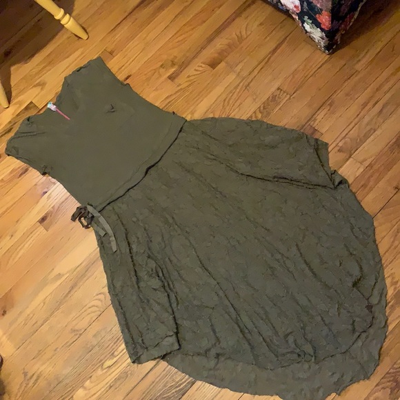 Free People beach fairy army green dress tie waist - Picture 2 of 8